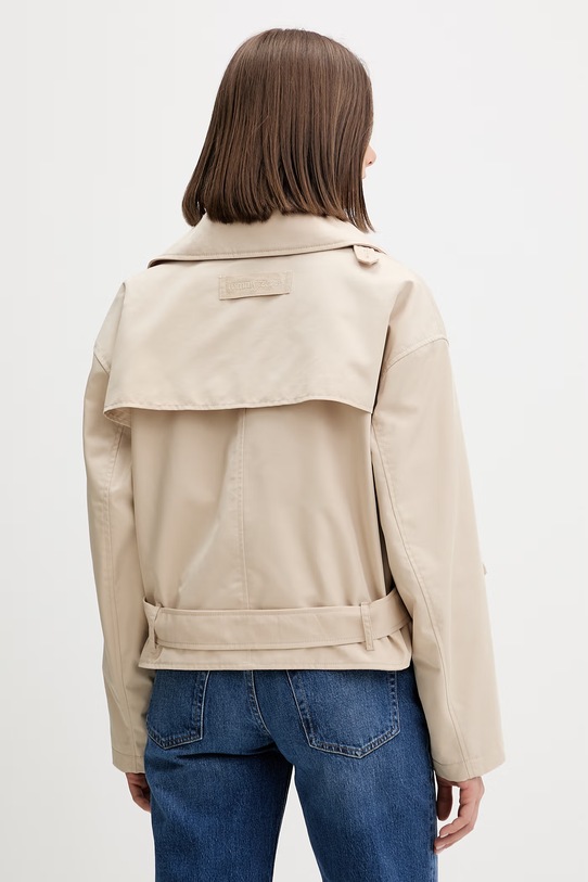 Odzież Tommy Jeans krótki trencz damski z bawełną DW0DW22322 beżowy