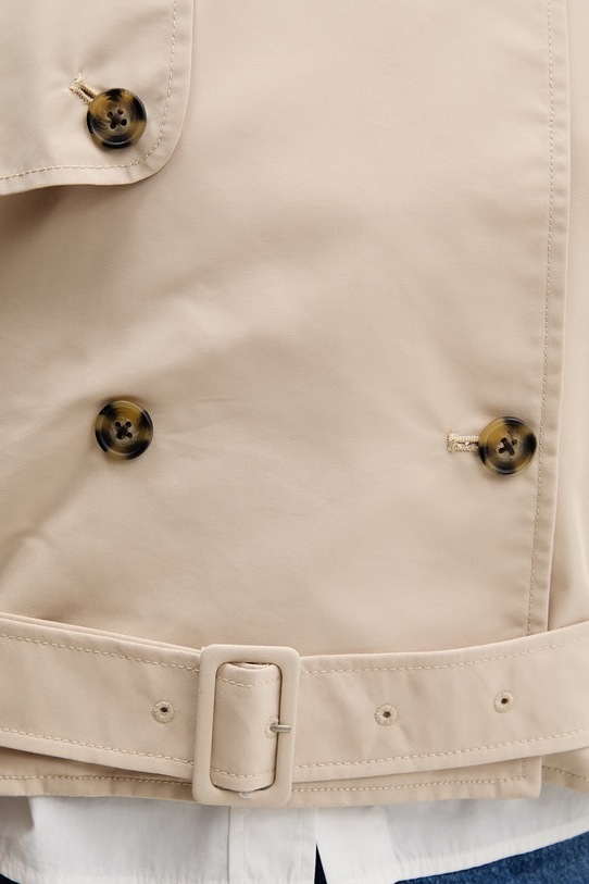 Tommy Jeans krótki trencz damski z bawełną DW0DW22322 beżowy