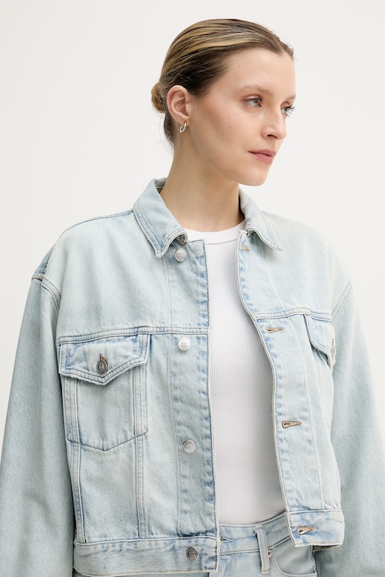 Tommy Hilfiger kratka jakna ženska traper plava WW0WW49572