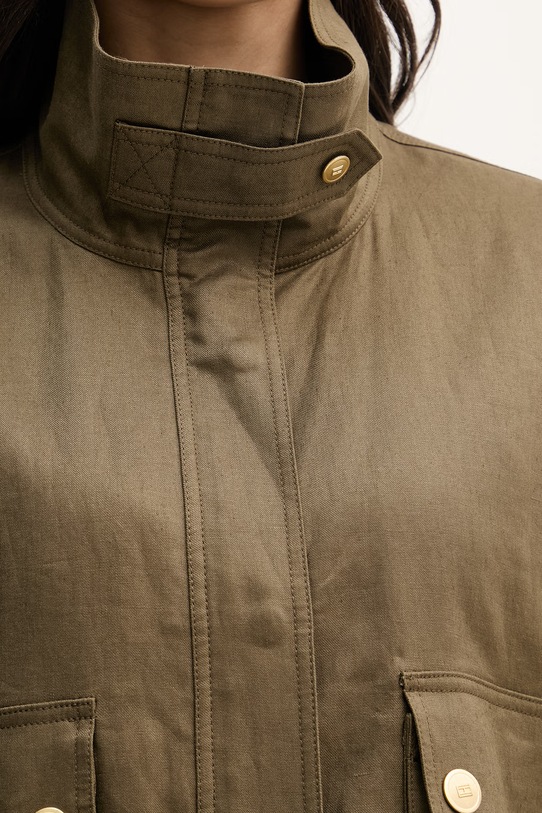 Tommy Hilfiger jakna ženska lanena WW0WW48616 zelena