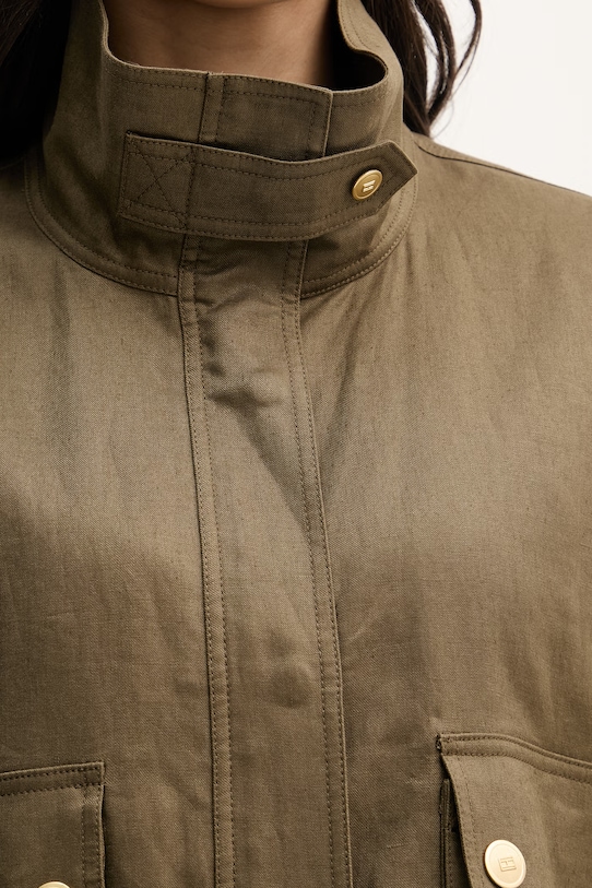 Tommy Hilfiger jakna za žene od lana WW0WW48616 zelena