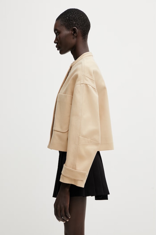 Maison Kitsuné krótka kurtka damska bawełniana QW02106WW9093 beżowy SS26