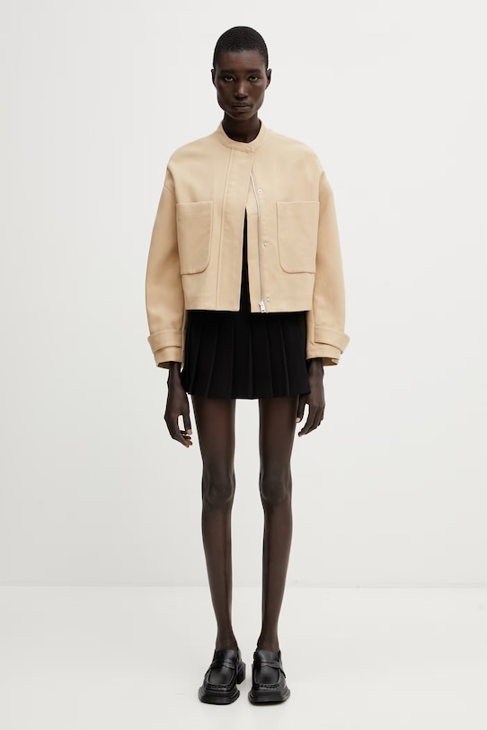 Maison Kitsuné krátká bunda dámská bavlněná QW02106WW9093