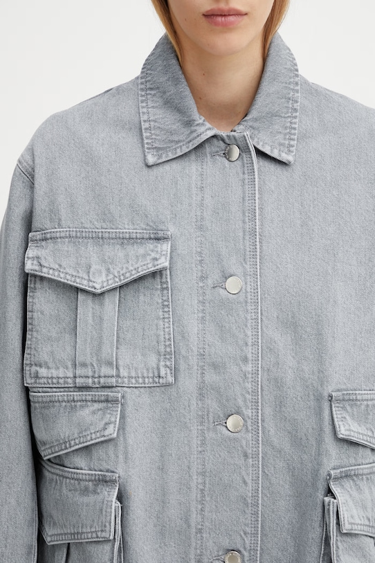 Maison Kitsuné Barn kurtka jeansowa damska szary QW02207WD4021