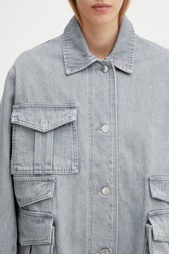 Maison Kitsuné Barn kurtka jeansowa damska szary QW02207WD4021