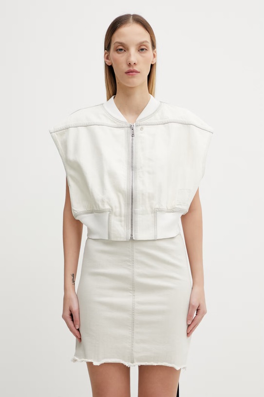 Rick Owens DRKSHDW bezrękawnik jeansowy Tatlin nieocieplane beżowy DS01F4717.DMW