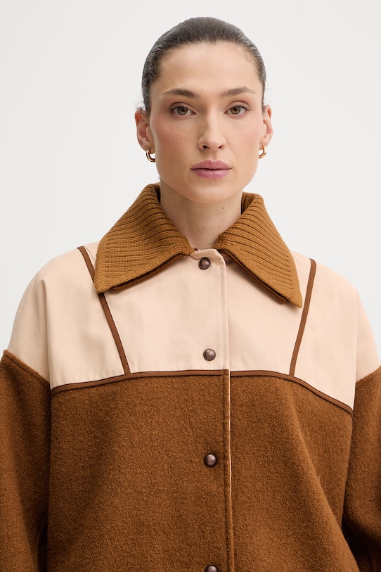 Sessun krótka kurtka damska z wełną brązowy 26213010