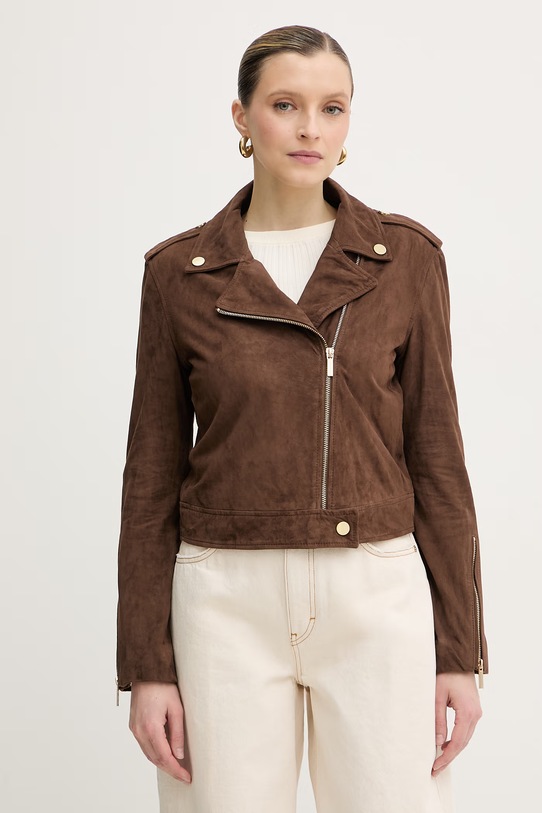 Armani Exchange motorkárska bunda dámska semišová hnedá XW001924.AF21549