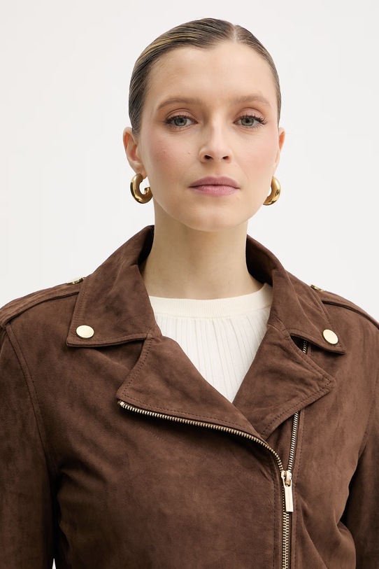 Armani Exchange rokerica ženska od brušene kože smeđa XW001924.AF21549