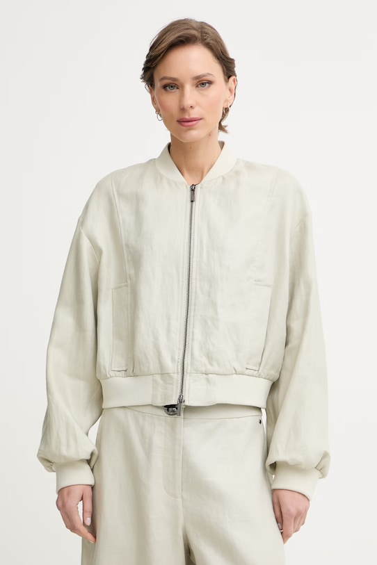 Armani Exchange giacca di mezza stagione da donna in lino beige XW001980.AF21530