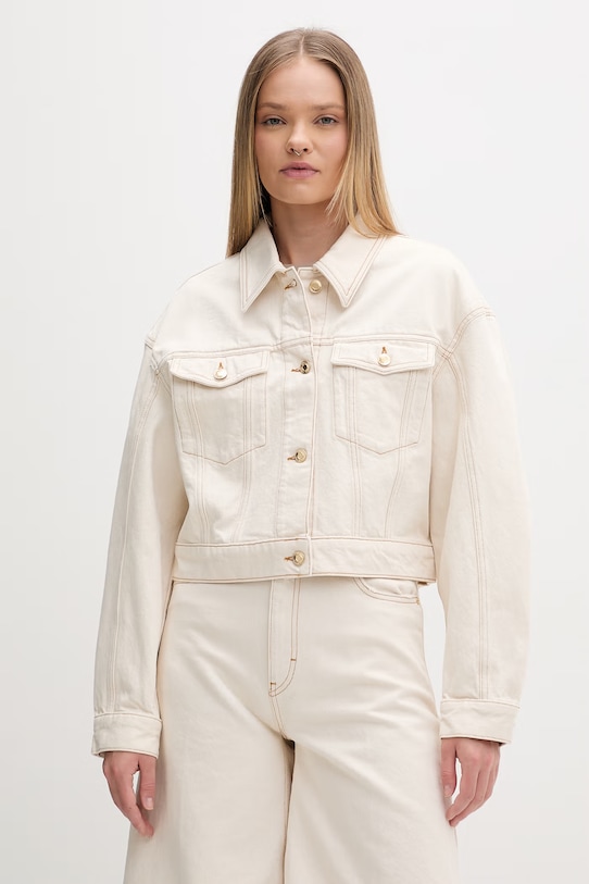 HUGO τζιν μπουφάν γυναικεία βαμβακερά Gisolia μπεζ 50559618