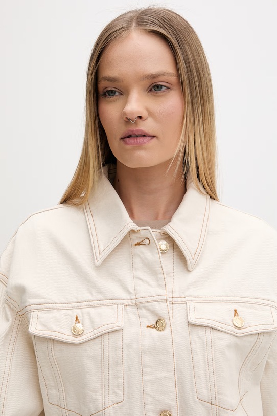 Oblečenie HUGO džínsová bunda dámska bavlnená Gisolia 50559618 béžová
