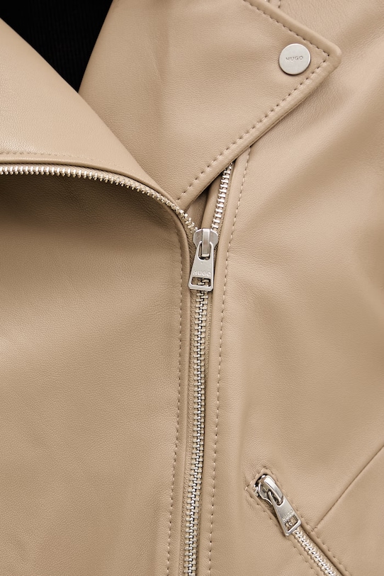 Kožna ramones jakna HUGO Lujana 50551255 bež
