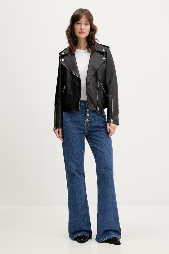 Kožna ramones jakna HUGO Lujana 50551255 crna SS26