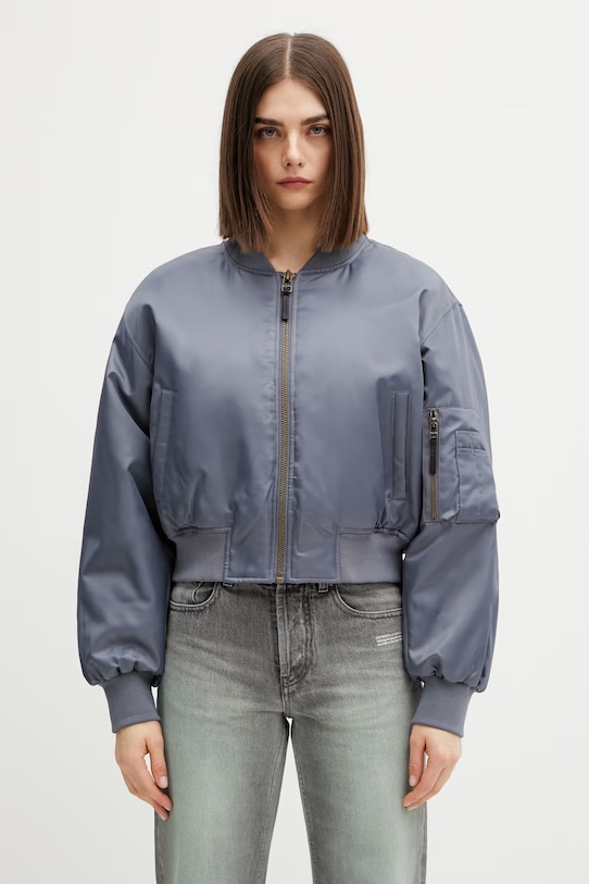 Anine Bing CROPPED LEON BOMBER - DARK GREY women's bomber jacket gray A.01.12156.GRY37