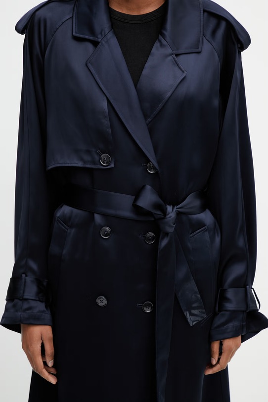Anine Bing RICKIE MAXI TRENCH - NAVY trenci cu vâscoză pentru femei bleumarin A.01.11779.NAV01