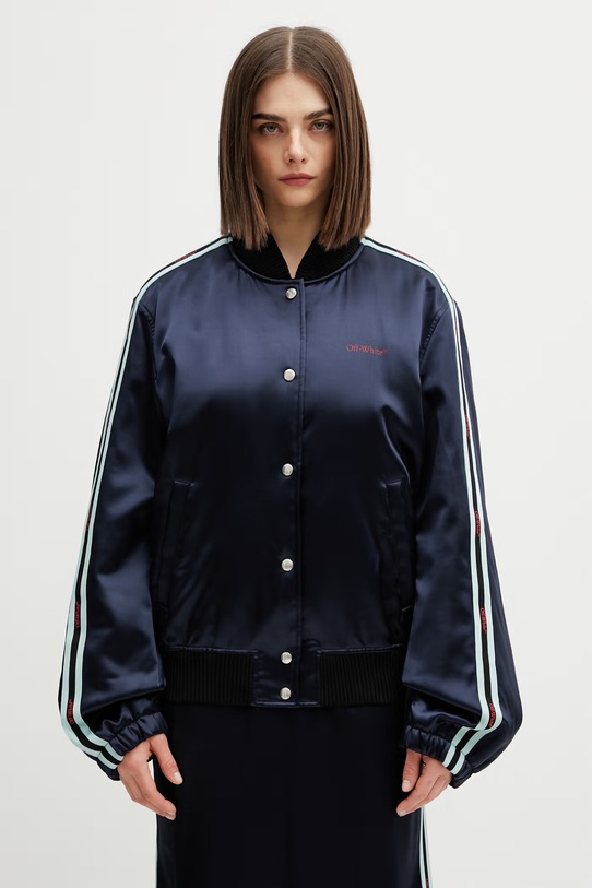 Off-White Bomber γυναικείο με βισκόζη σκούρο μπλε 2EK00OS26FAB001
