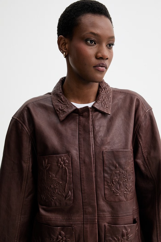 MUNTHE kurtka skórzana BARAM brązowy 261151526111