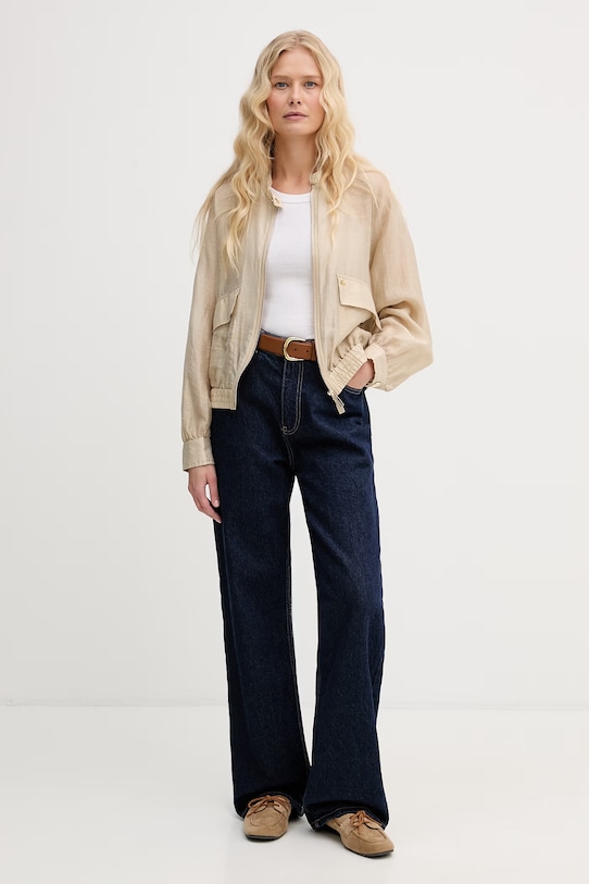 Lola Casademunt kurtka damska z dodatkiem lnu MS2602022 beżowy SS26