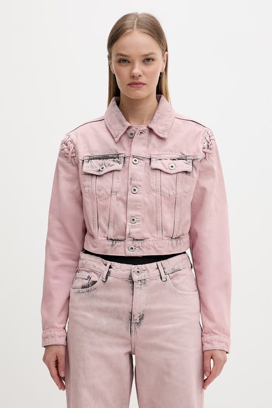 Karl Lagerfeld Jeans džínsová bunda dámska rifľová ružová B2W14035