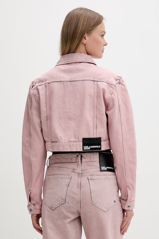 Oblečenie Karl Lagerfeld Jeans džínsová bunda dámska rifľová B2W14035 ružová