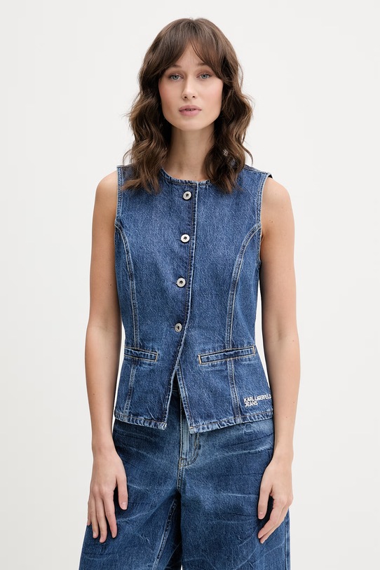 Karl Lagerfeld Jeans mellény női farmer kék B2W14039