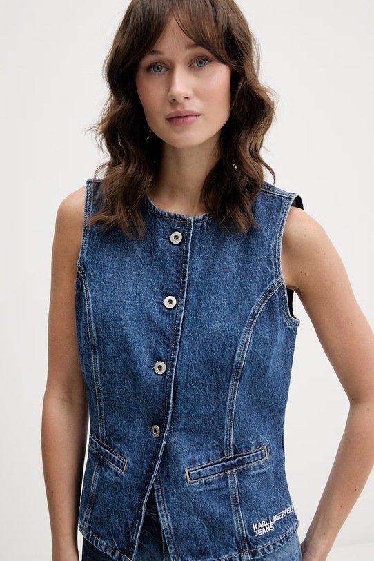 Karl Lagerfeld Jeans mellény női farmer kék B2W14039