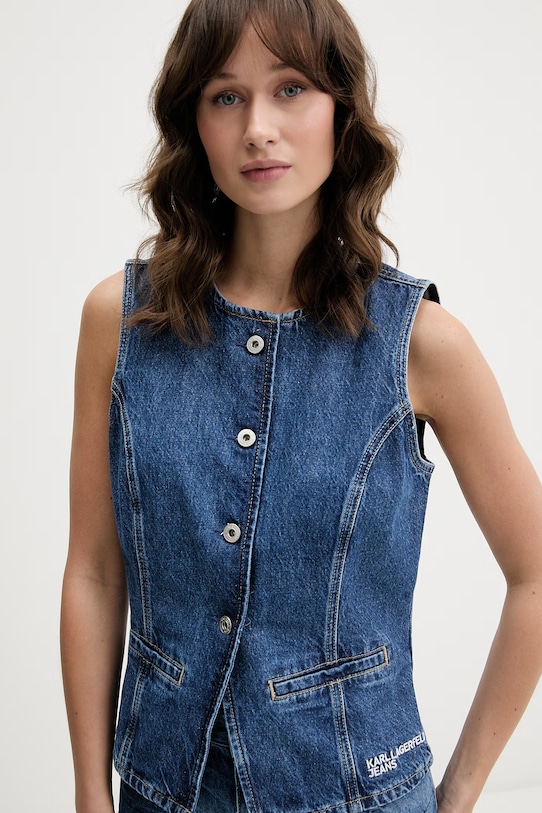 Karl Lagerfeld Jeans mellény női farmer kék B2W14039