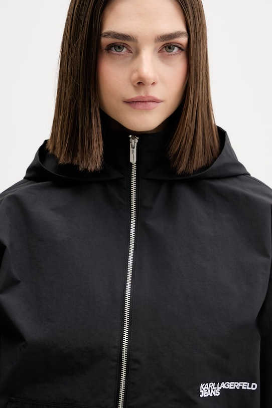 Karl Lagerfeld Jeans Αθλητικό μπουφάν γυναικείο με βαμβάκι μαύρο B2W15017