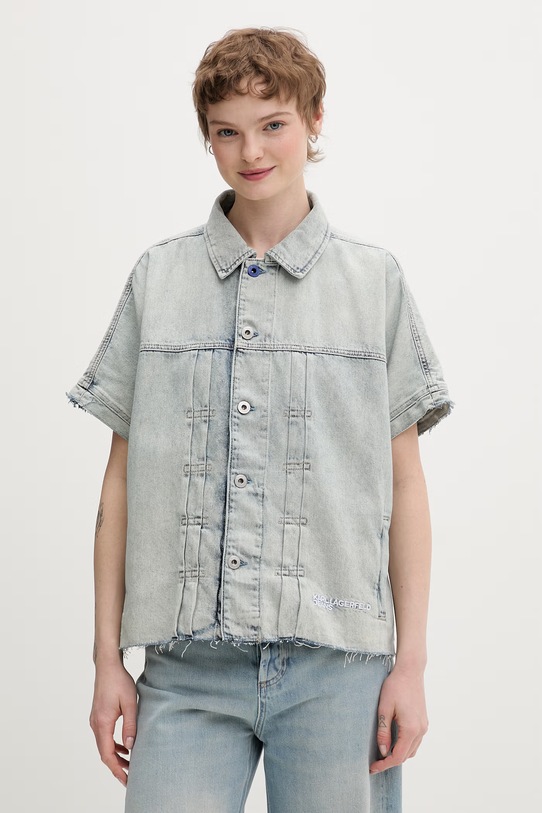 Karl Lagerfeld Jeans kurtka jeansowa damska bawełniana B2W14036 niebieski SS26