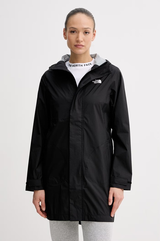 The North Face długa kurtka damska PACKABLE SHELL czarny NF0A8GCAJK31