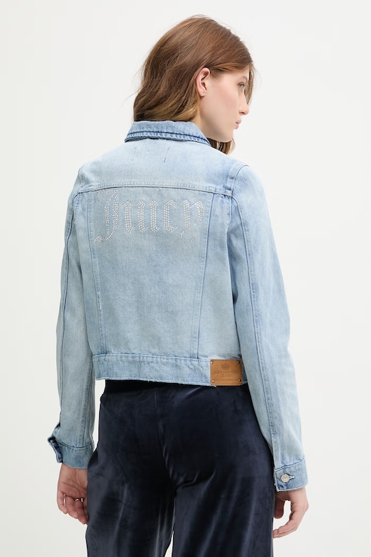 Odjeća Juicy Couture traper jakna ženska pamučna DIAMANTE CROPPE JCDIJ126957 plava