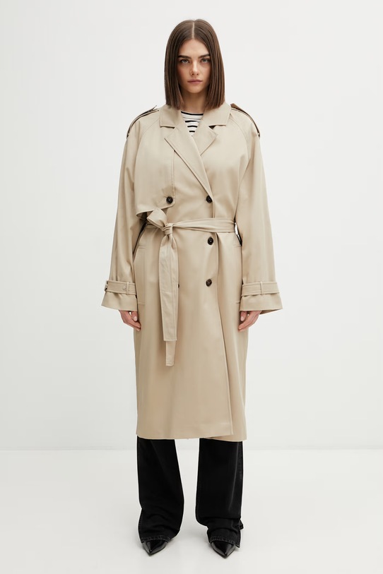 Anine Bing Rickie trench coat cotton with elastane Women's beige A.01.11779