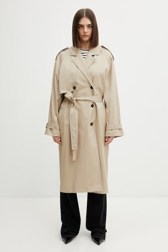 Anine Bing Rickie trench coat cotton with elastane Women's beige A.01.11779