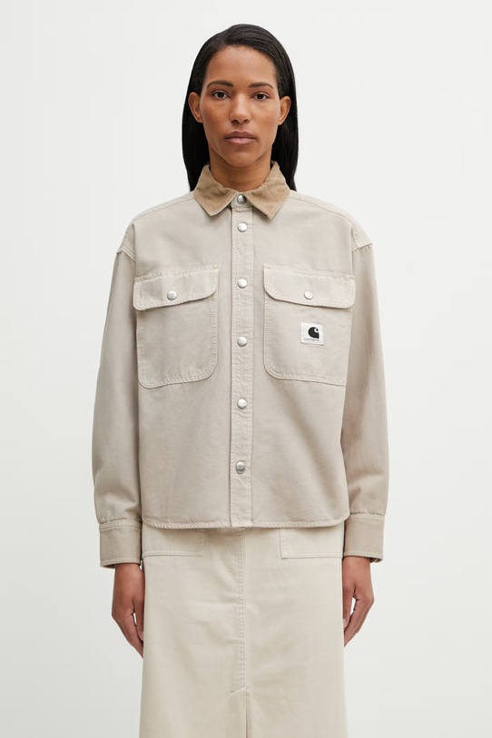 Carhartt WIP W' Prescott Shirt Jac kurtka przejściowa damska bawełniana beżowy I036513.3VYGD