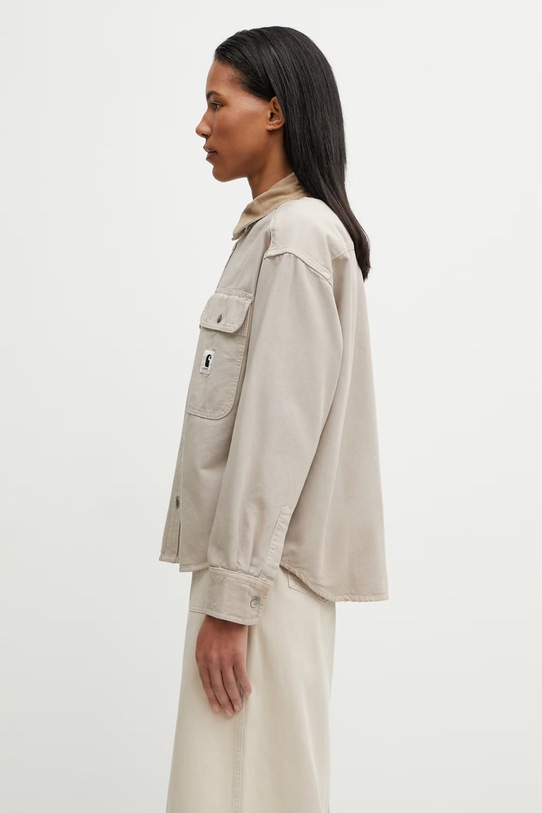 Carhartt WIP W' Prescott Shirt Jac kurtka przejściowa damska bawełniana I036513.3VYGD beżowy SS26