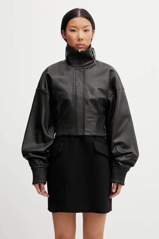 Sportmax Spxossido krátka dámska kožená bunda čierna 2612441011600