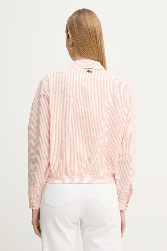 Odzież Lacoste kurtka przejściowa damska bawełniana z elastanem BF1036 różowy