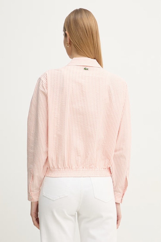 Odzież Lacoste kurtka przejściowa damska bawełniana z elastanem BF1036 różowy