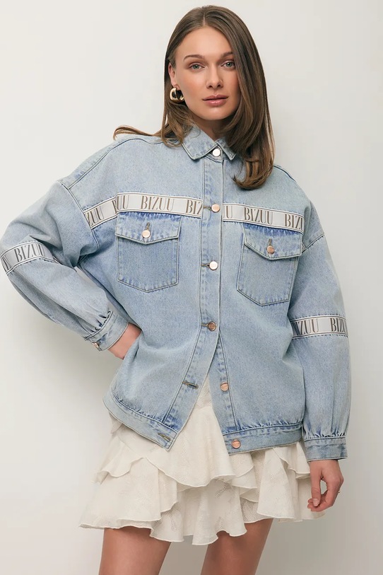 Oblačila BIZUU jakna ženska denimova PASSA PASSA.BLEKITNY modra