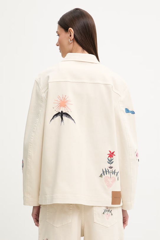 Odzież MUNTHE kurtka jeansowa damska bawełniana BRAULIA 261154026188 beżowy