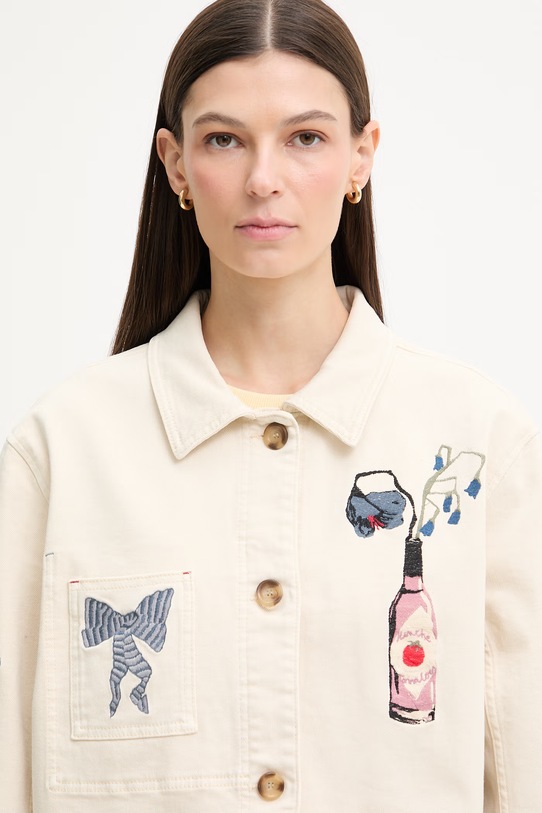 MUNTHE kurtka jeansowa damska bawełniana BRAULIA 261154026188 beżowy