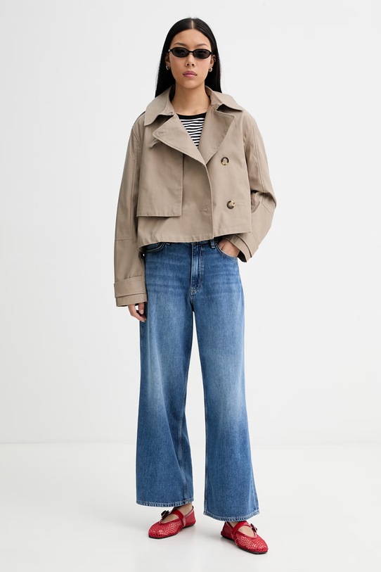 rag & bone krátky trenčkot dámsky bavlnený Jamie RAB126S0MOW hnedá SS26