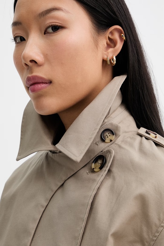 rag & bone krátky trenčkot dámsky bavlnený Jamie hnedá RAB126S0MOW