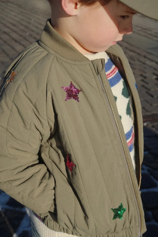 Konges Sløjd kurtka bomber dziecięca JUNO SEQUIN BOMBER JACKET bez kaptura zielony KS104321.PreSpring
