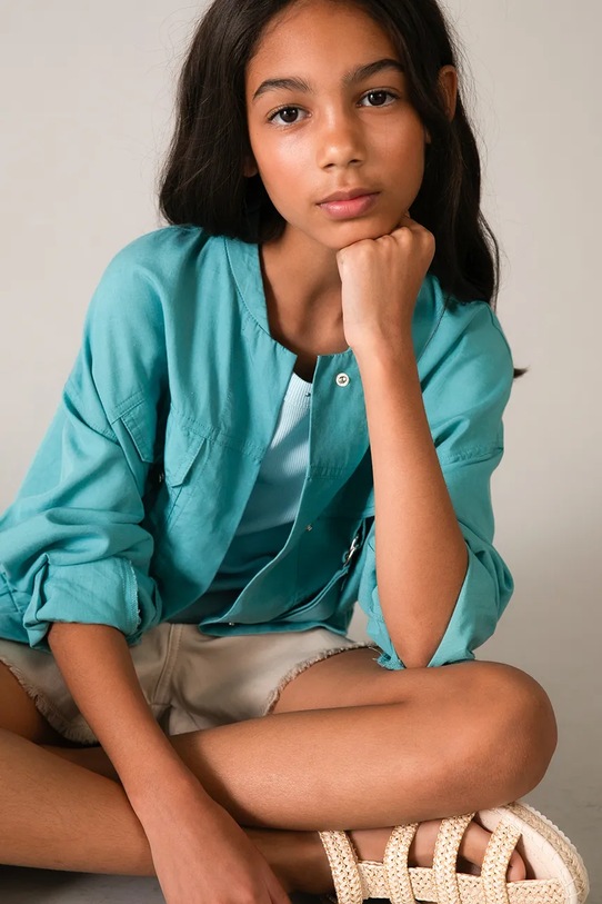 Dječja jakna s mješavinom lana Mayoral 6404.8C.Junior.PPY2 tirkizna