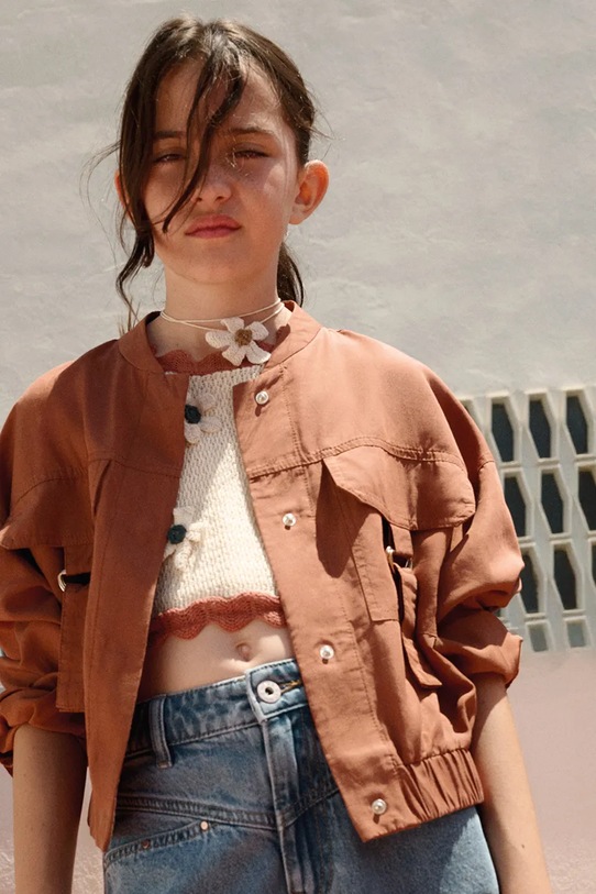 Παιδικό σακάκι από λινό ύφασμα Mayoral καφέ 6404.8C.Junior.PPY2