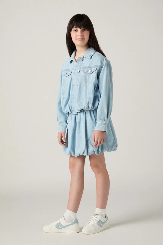 Levi's kurtka jeansowa dziecięca BUBBLE TRUCKER 4EP789 niebieski