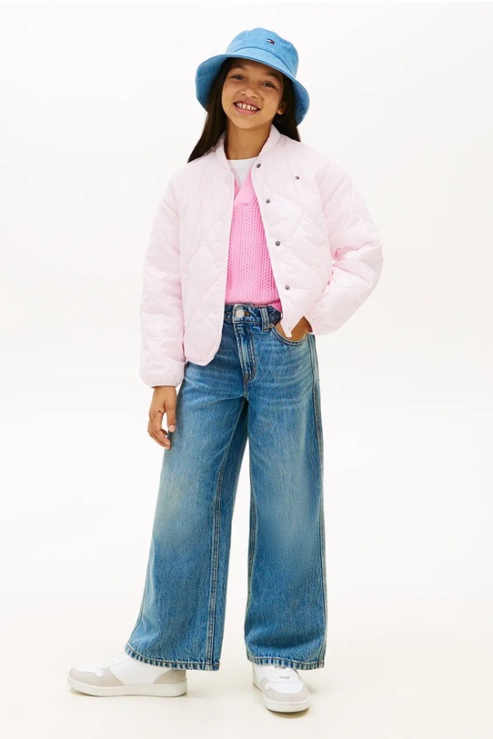 Deklice Tommy Hilfiger prešita jakna otroška KG0KG09373.128.176.PPY2 roza