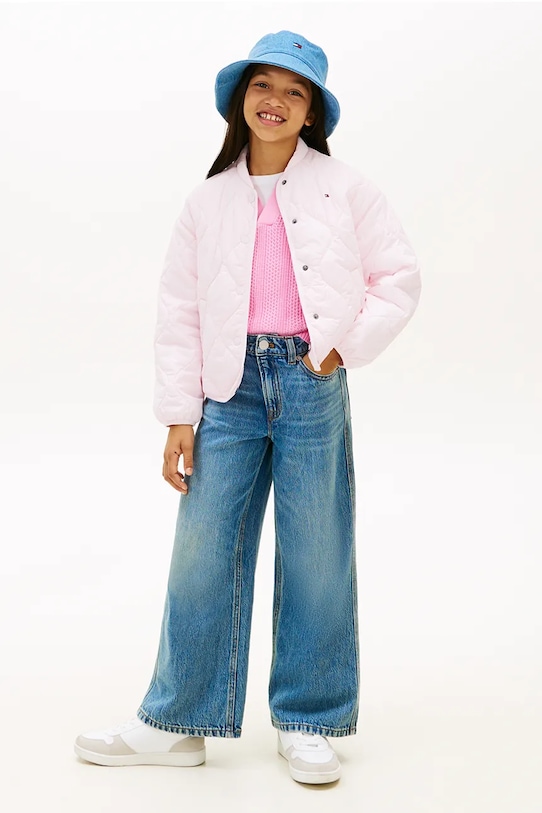 Deklice Tommy Hilfiger prešita jakna otroška KG0KG09373.128.176.PPY2 roza